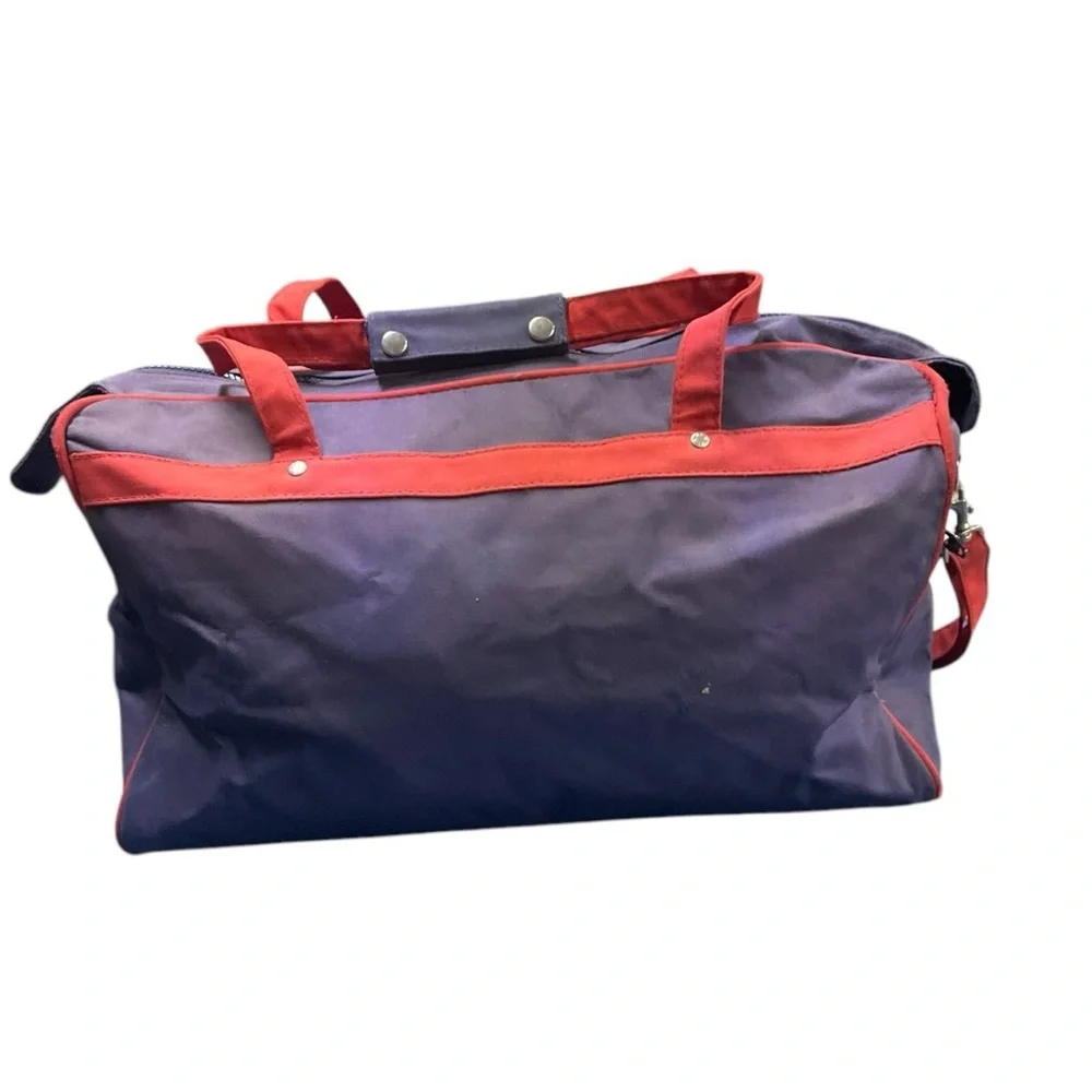 Vintage Nike Duffle Bag Navy Blue Red Nylon‎ Made in Hong Kong Retro Gym Travel